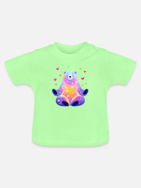 Regenbogen Bär - Baby Bio-T-Shirt mit Rundhals - Mintgrün
