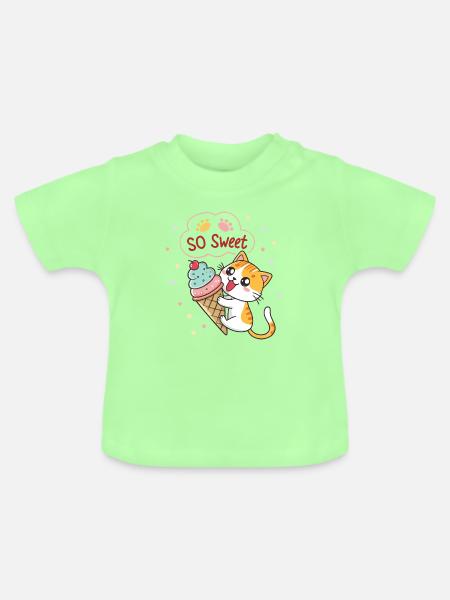 Gourmet-Katze mit Pastelleis - Baby Bio-T-Shirt mit Rundhals - Mintgrün