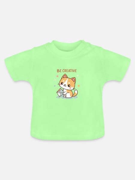 Kreativer Chat - Baby Bio-T-Shirt mit Rundhals - Mintgrün