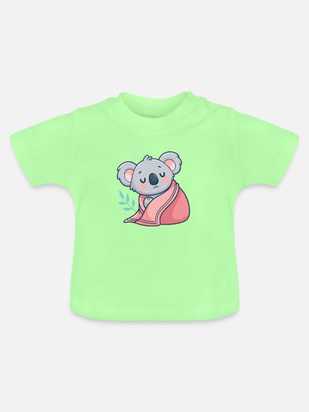 Koala mit rosa Karomuster - Baby Bio-T-Shirt mit Rundhals - Mintgrün