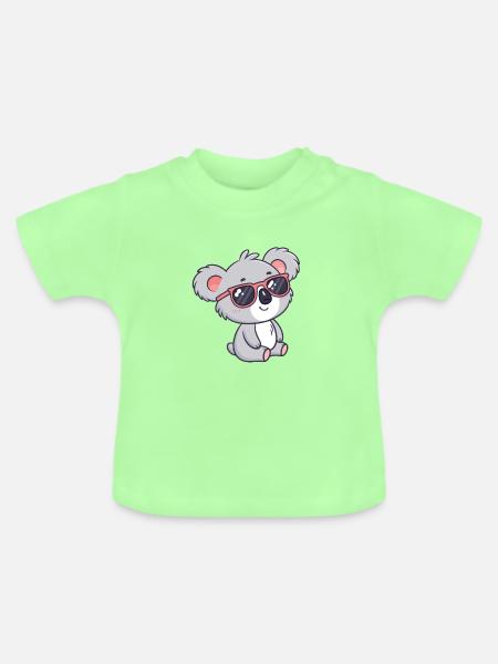 Koala Cool Pink Brille - Baby Bio-T-Shirt mit Rundhals - Mintgrün
