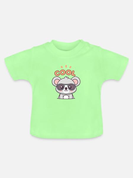 Koala Cool mit dunkler Brille - Baby Bio-T-Shirt mit Rundhals - Mintgrün