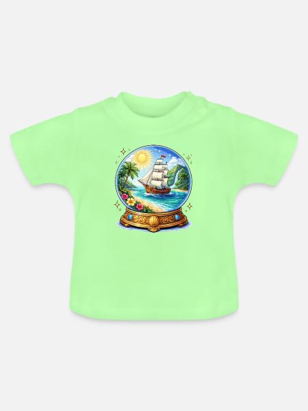 Schiffstraum Kugelbild - Baby Bio-T-Shirt mit Rundhals - Mintgrün