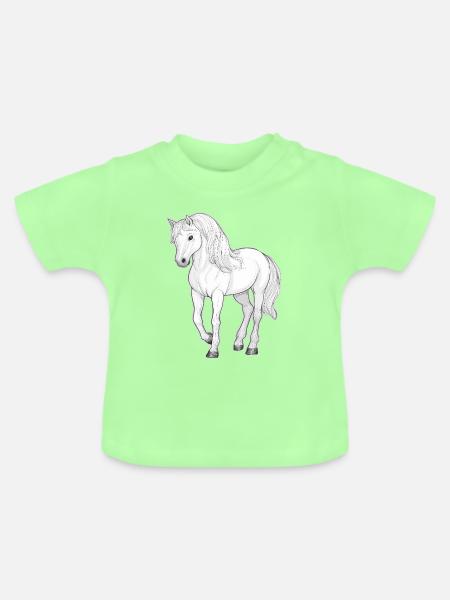 Weißes Pferd - Baby Bio-T-Shirt mit Rundhals - Mintgrün