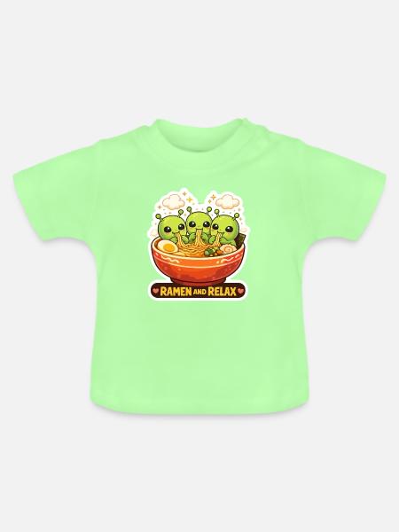 Ramen und Relax Aliens - Baby Bio-T-Shirt mit Rundhals - Mintgrün