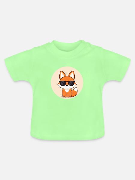 Fuchsabzeichen mit schwarzer Brille - Baby Bio-T-Shirt mit Rundhals - Mintgrün