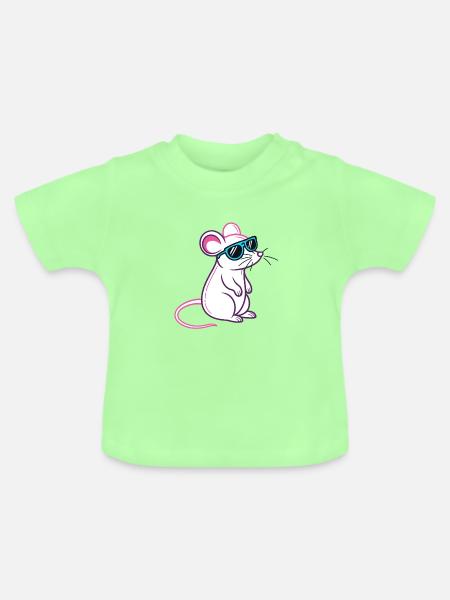 Maus Retro Blaue Brille - Baby Bio-T-Shirt mit Rundhals - Mintgrün