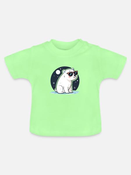 Rote Eisbär-Kosmische Brille - Baby Bio-T-Shirt mit Rundhals - Mintgrün