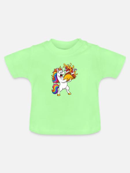 Lustige Einhorn-Taco-Katastrophe - Baby Bio-T-Shirt mit Rundhals - Mintgrün