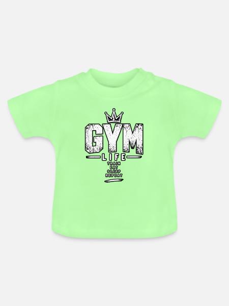 Gym Life Repeat - Baby Bio-T-Shirt mit Rundhals - Mintgrün