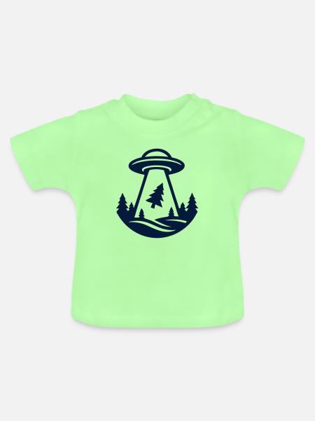 Ufo Entfuehrung Wald Logo - Baby Bio-T-Shirt mit Rundhals - Mintgrün