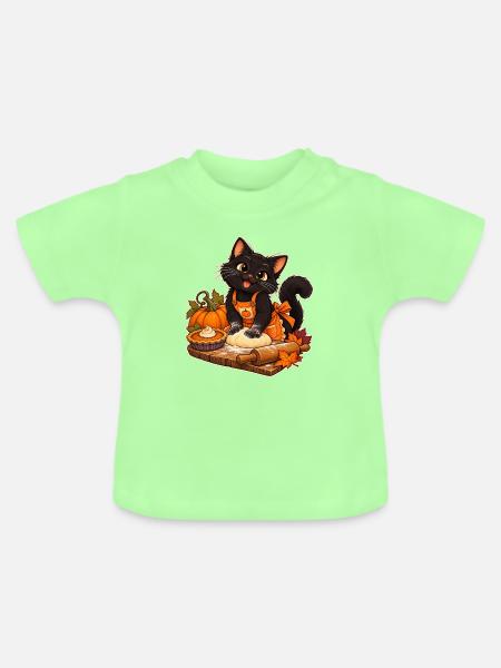 Kürbiskatzenbäcker - Baby Bio-T-Shirt mit Rundhals - Mintgrün