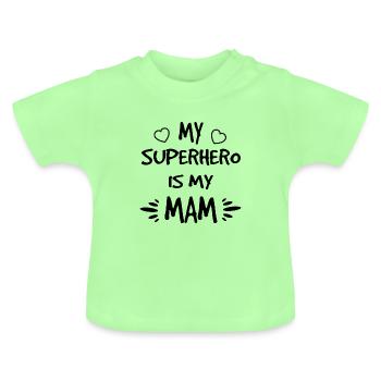 My Superhero Mam noir - T-shirt bio col rond Bébé - vert menthe - Devant