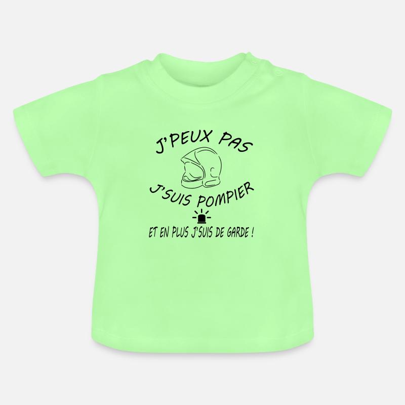 j peux pas j suis pompier - T-shirt bio col rond Bébé - vert menthe