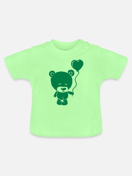 cute bear boy - Baby Bio-T-Shirt mit Rundhals - Mintgrün