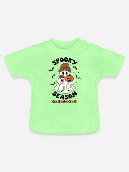 Gruselige Jahreszeit Helloween - Baby Bio-T-Shirt mit Rundhals - Mintgrün
