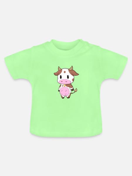 Süsse Kuh - Baby Bio-T-Shirt mit Rundhals - Mintgrün