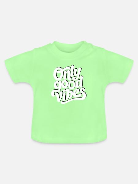 Positive Vibes Hand Lettering Design - Baby Bio-T-Shirt mit Rundhals - Mintgrün