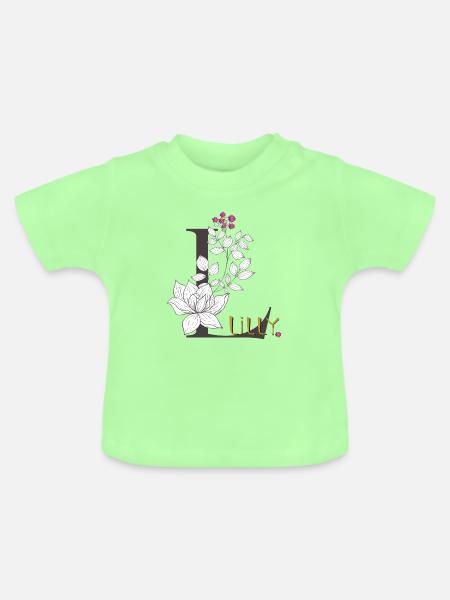 Buchstabe L Lilly - Baby Bio-T-Shirt mit Rundhals - Mintgrün