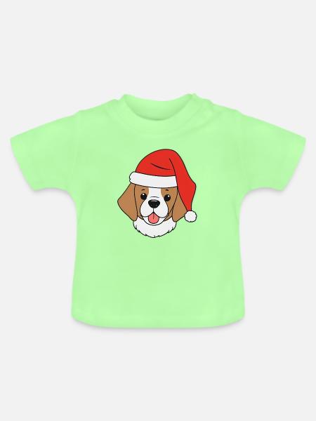 Hund mit Weihnachtsmütze - Baby Bio-T-Shirt mit Rundhals - Mintgrün