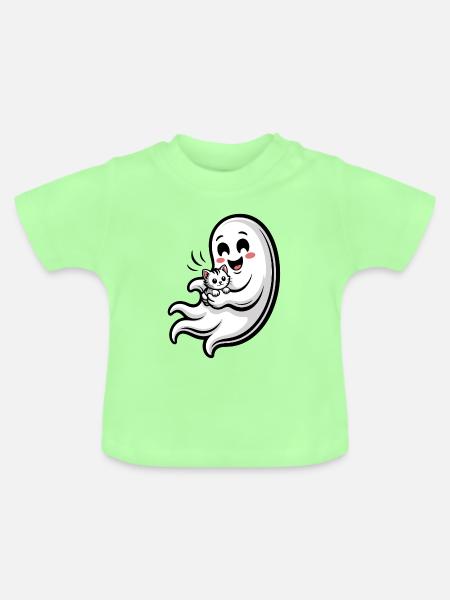 Kuscheliger Geist mit Katze - Baby Bio-T-Shirt mit Rundhals - Mintgrün