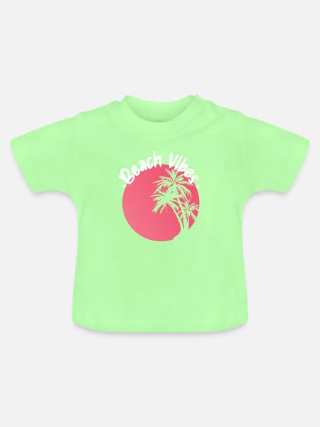 Beach Vibes Palm Sunset Design - Baby Bio-T-Shirt mit Rundhals - Mintgrün