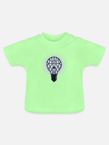 Leuchtende Idee: Inspirations-Glühbirne - Baby Bio-T-Shirt mit Rundhals - Mintgrün