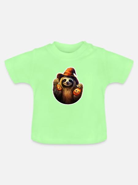 Halloween Faultier 2 - Baby Bio-T-Shirt mit Rundhals - Mintgrün