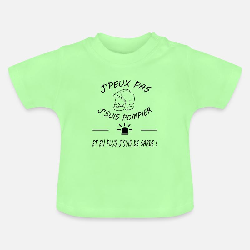 j peux pas j suis pompier - T-shirt bio col rond Bébé - vert menthe