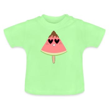 watermelon summer - Baby Organic T-Shirt with Round Neck - mint green - Front