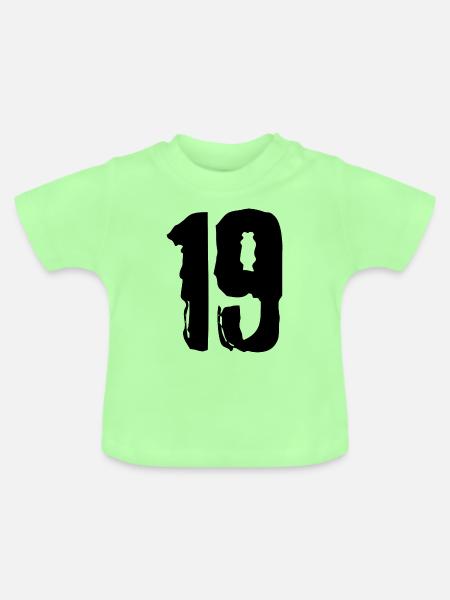 19 Zahl Trikot - Baby Bio-T-Shirt mit Rundhals - Mintgrün