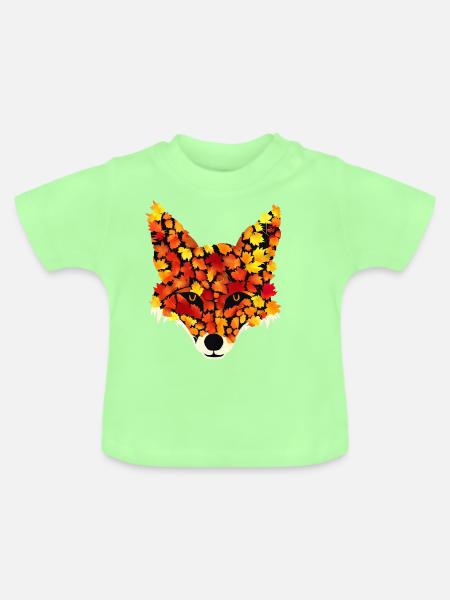 Fuchs aus Herbstblättern - Baby Bio-T-Shirt mit Rundhals - Mintgrün