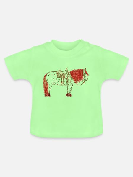 Pferd mit Sattel - Baby Bio-T-Shirt mit Rundhals - Mintgrün