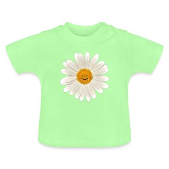Be happy! Marguerite, flower - Baby Organic T-Shirt with Round Neck - mint green - Front