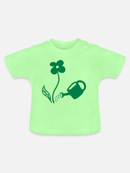 Blumen gießen - line - Baby Bio-T-Shirt mit Rundhals - Mintgrün