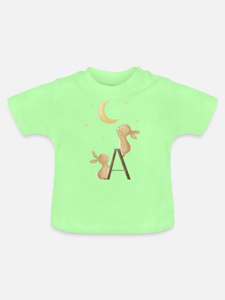 Hasen auf Leiter - Baby Bio-T-Shirt mit Rundhals - Mintgrün