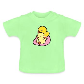 Duckie and Duck Bean Bag Cuddle - Baby Organic T-Shirt with Round Neck - mint green - Front