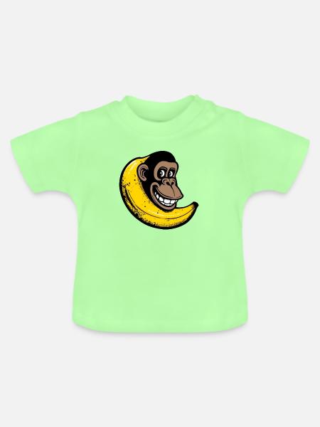 Affe fusioniert mit Banane - Baby Bio-T-Shirt mit Rundhals - Mintgrün