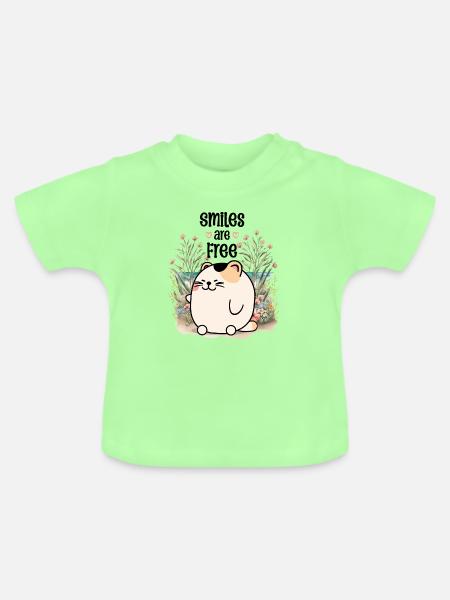 Smiles are Free - Baby Bio-T-Shirt mit Rundhals - Mintgrün