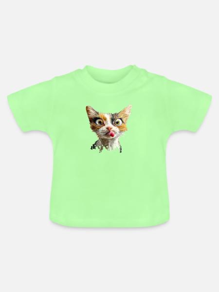 Funny Cat - Baby Bio-T-Shirt mit Rundhals - Mintgrün