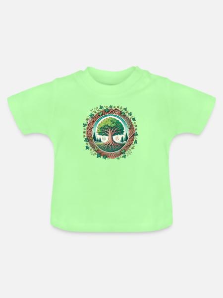 Baum des Lebens - Baby Bio-T-Shirt mit Rundhals - Mintgrün