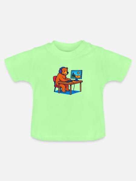 Computer Bär - Baby Bio-T-Shirt mit Rundhals - Mintgrün
