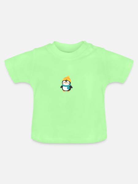 Winterpinguin mit Mütze und Schal - Baby Bio-T-Shirt mit Rundhals - Mintgrün