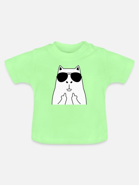 Katzengesicht mit Sonnenbrille - Baby Bio-T-Shirt mit Rundhals - Mintgrün