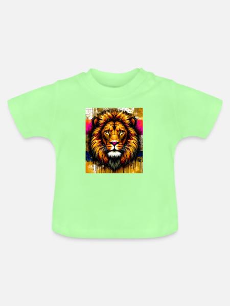 Löwe - Baby Bio-T-Shirt mit Rundhals - Mintgrün