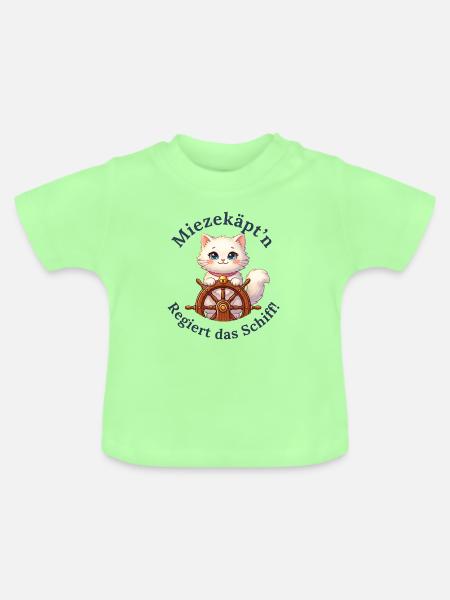 Miezekäpt'n regiert das Schiff - Baby Bio-T-Shirt mit Rundhals - Mintgrün