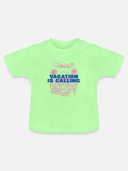 Vacation is calling - Baby Bio-T-Shirt mit Rundhals - Mintgrün