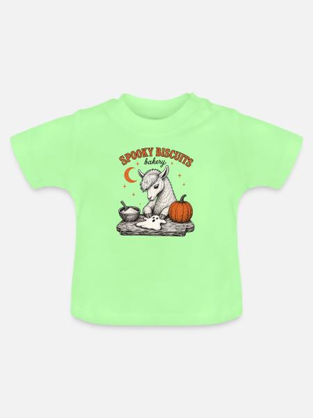 Halloween Llama - Baby Bio-T-Shirt mit Rundhals - Mintgrün