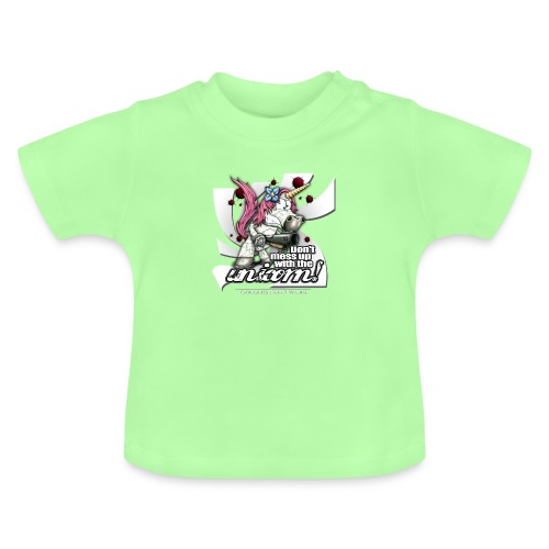 Don't mess up with the unicorn - Baby Bio-T-Shirt mit Rundhals