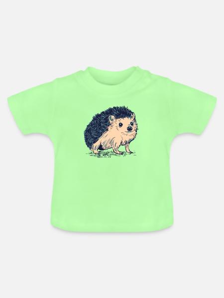 Kleiner Blauer Igel - Baby Bio-T-Shirt mit Rundhals - Mintgrün